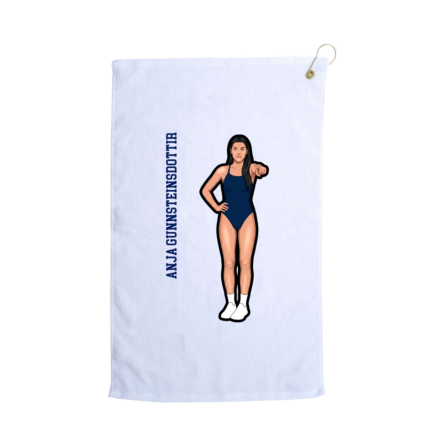 Golf Towel — Name Vertical in White