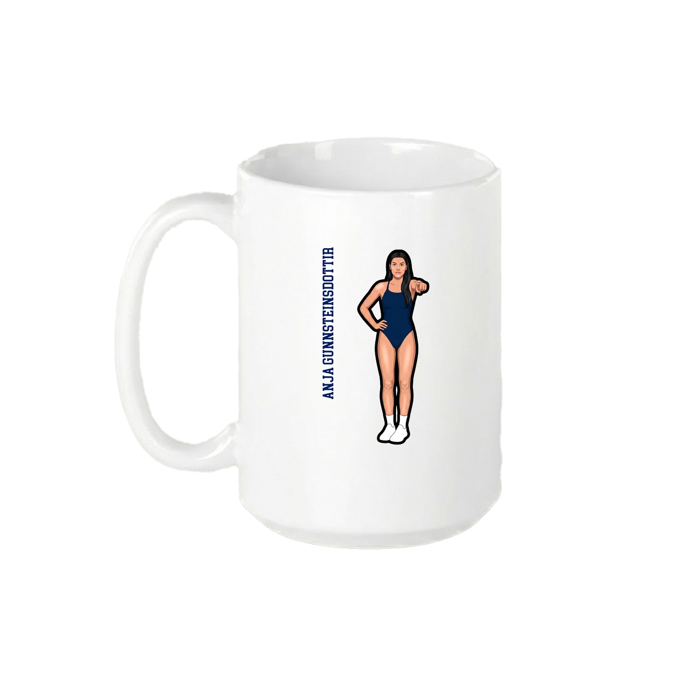 15oz Coffee Mug — Name Vertical in White