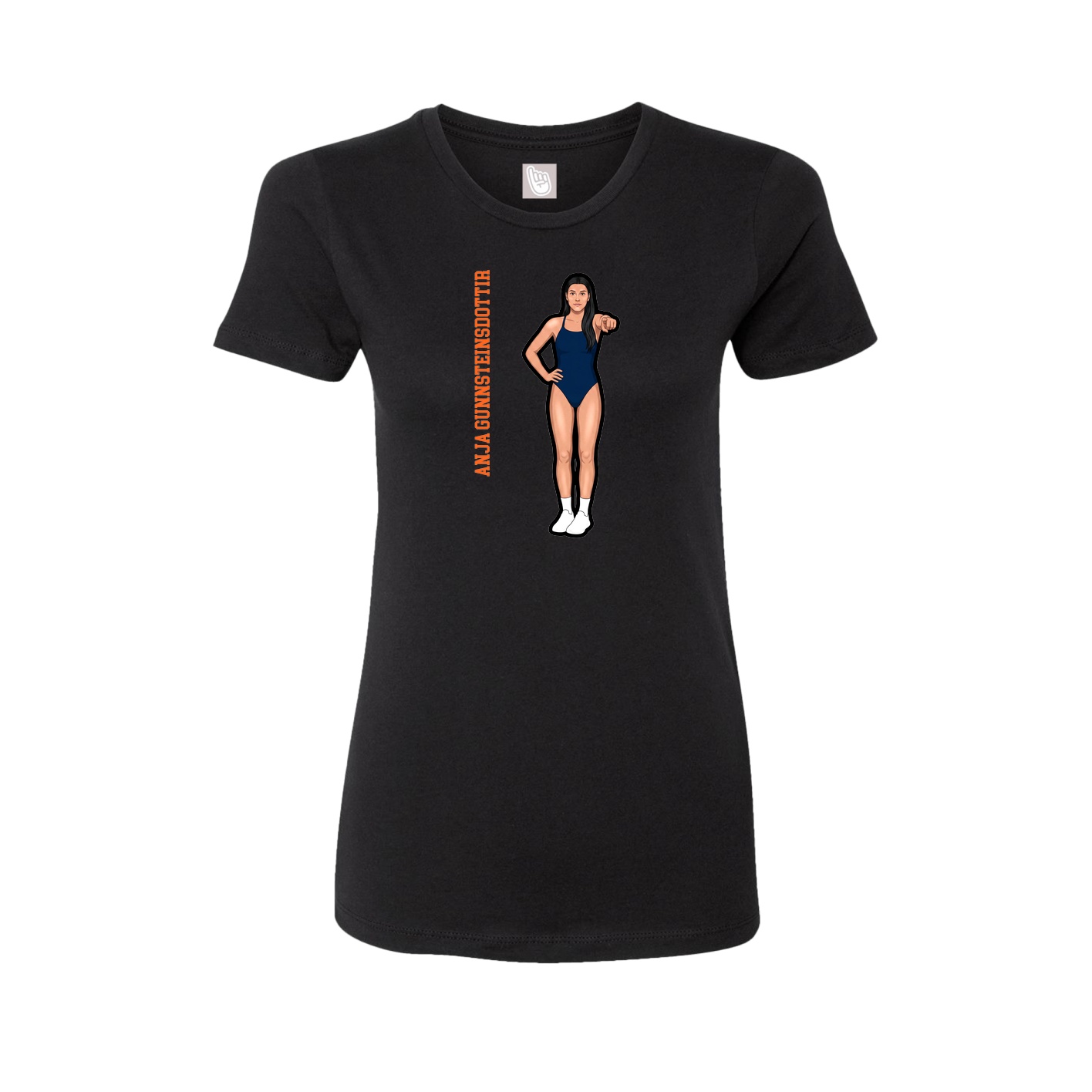 Womens Tee — Name Vertical in Black