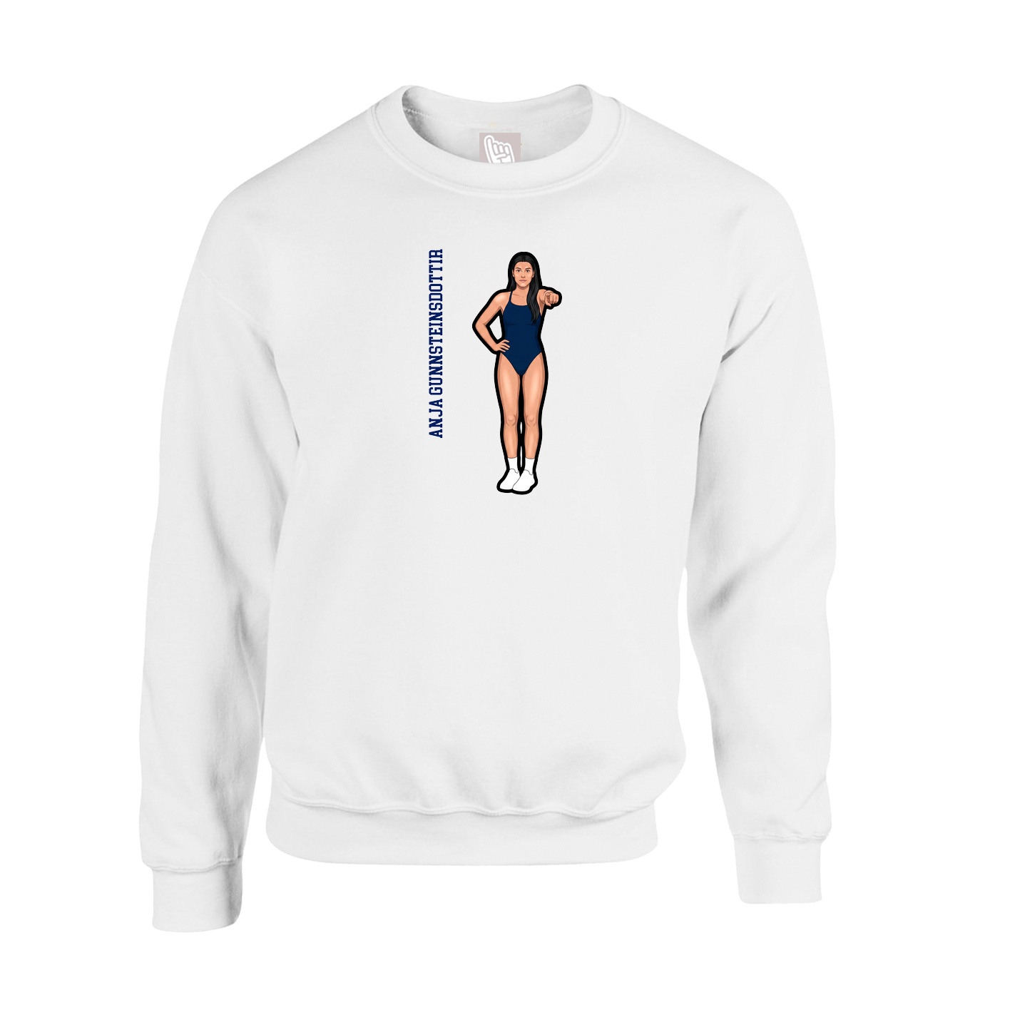 Fleece Crew — Name Vertical in White