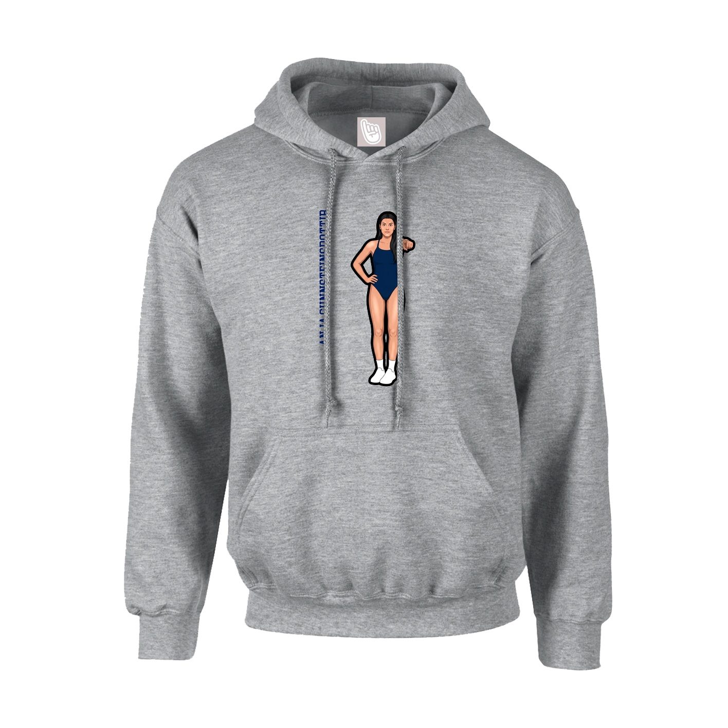 Youth Hoodie — Name Vertical in Grey