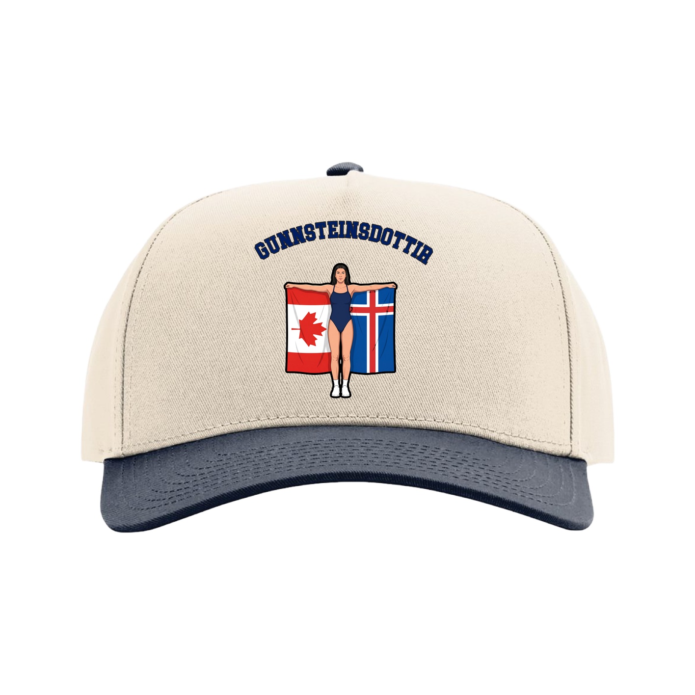 Full Fabric Five-Panel Champ Cap — Shirsey Arch in Cream/Navy