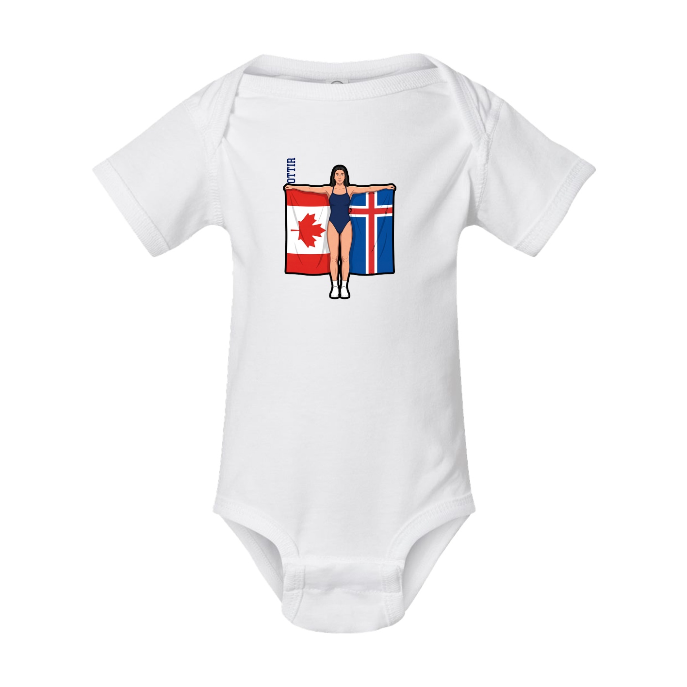 Baby Onesie — Name Vertical in White