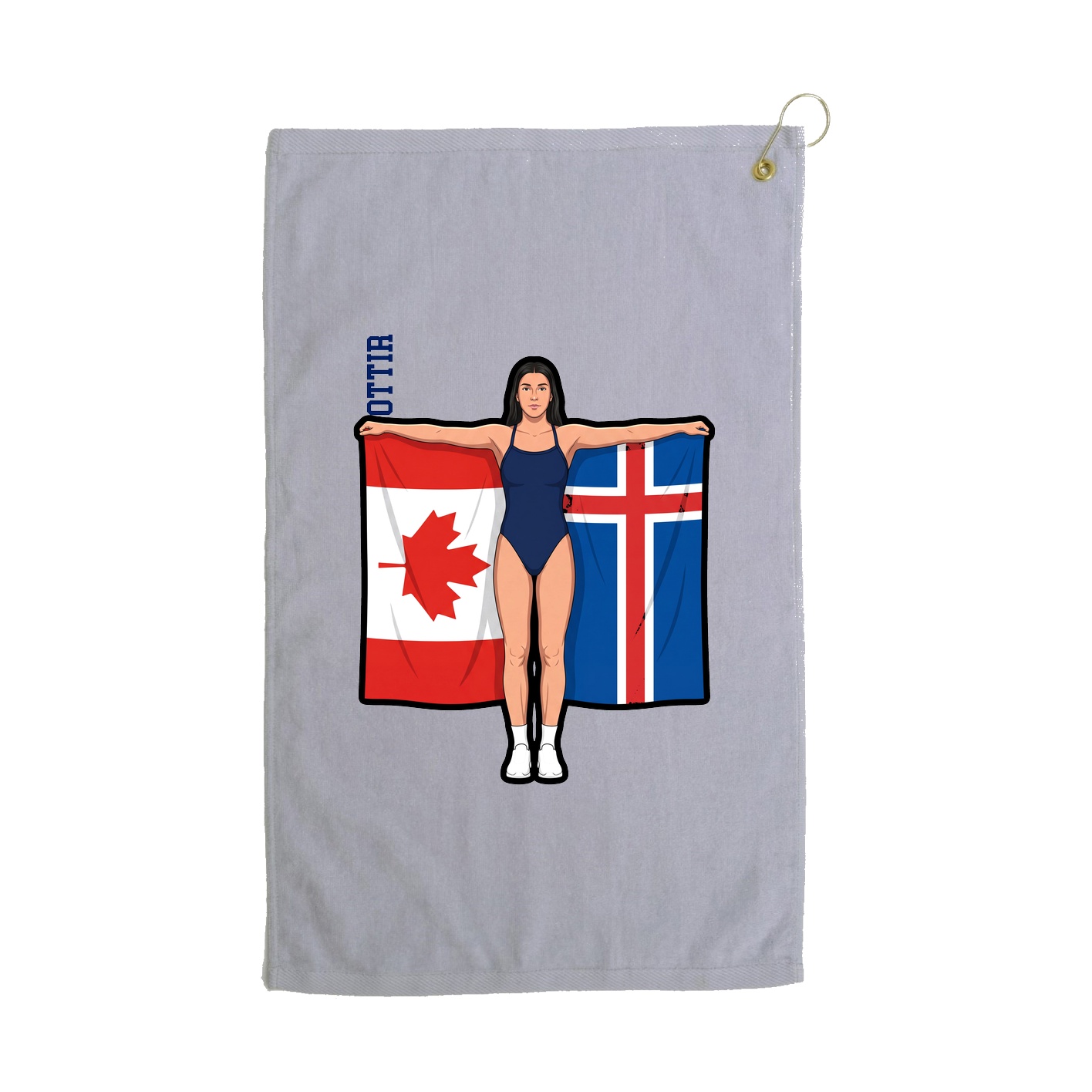 Golf Towel — Name Vertical in Grey