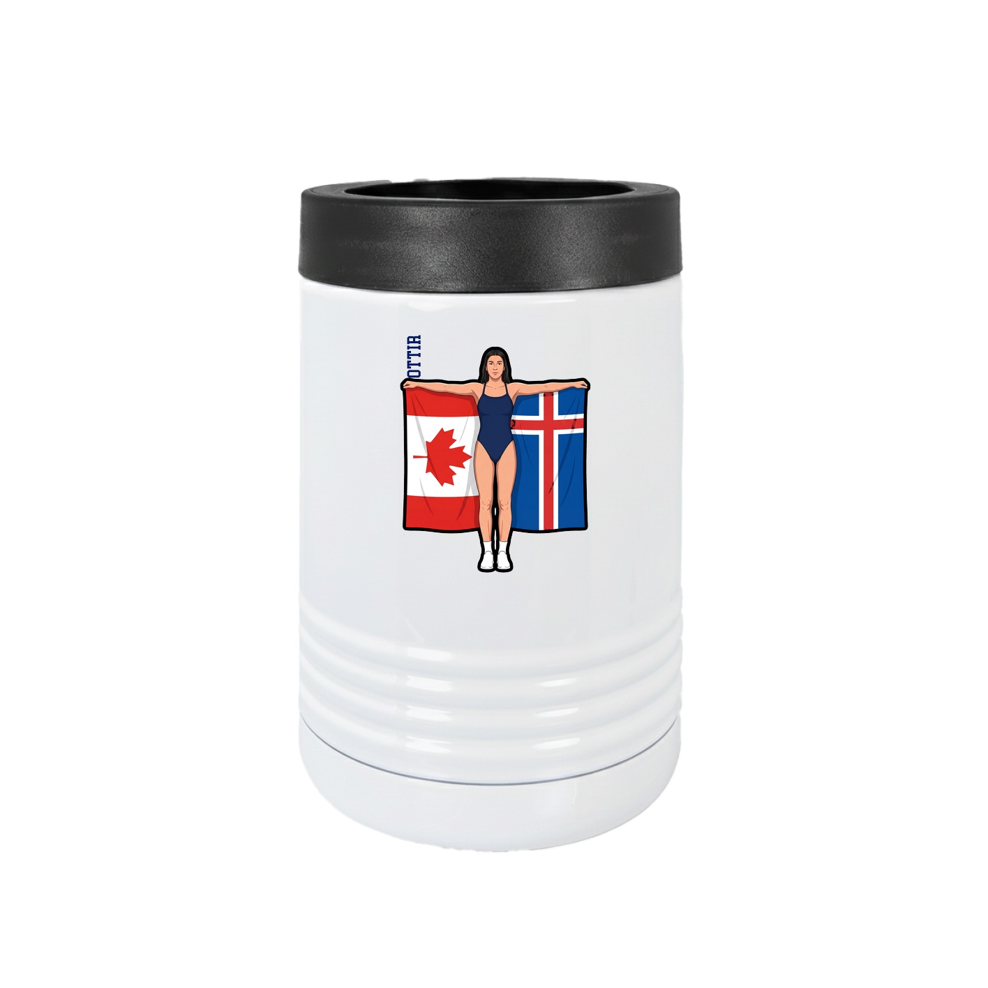 Beverage Holder — Name Vertical in White