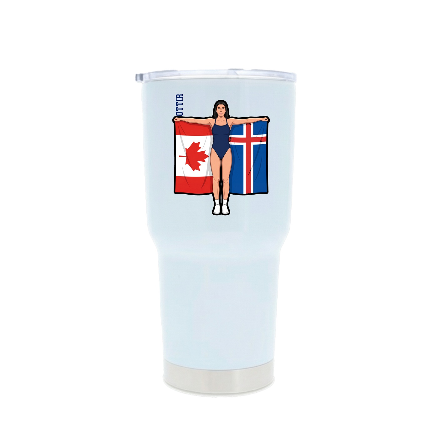 30oz Stainless Steel Tumbler — Name Vertical in White