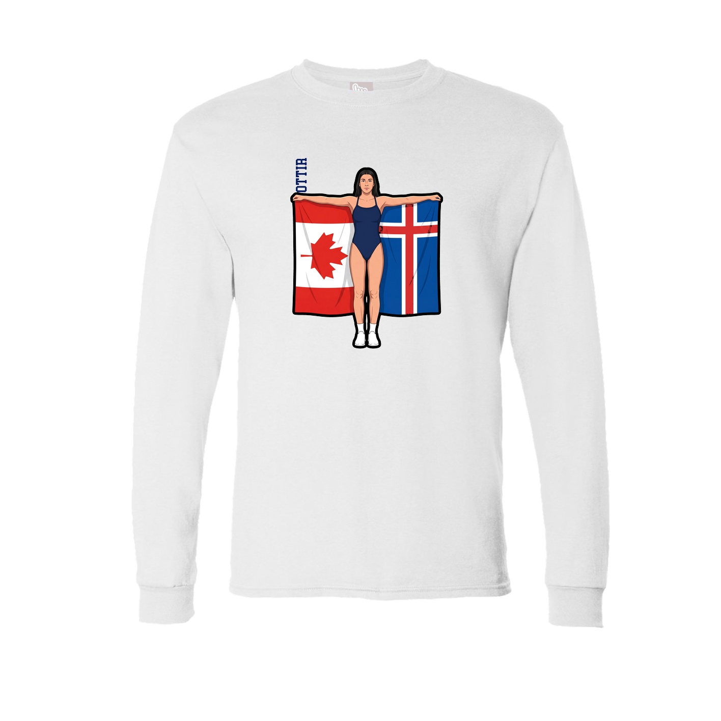 Long Sleeve Tee — Name Vertical in White