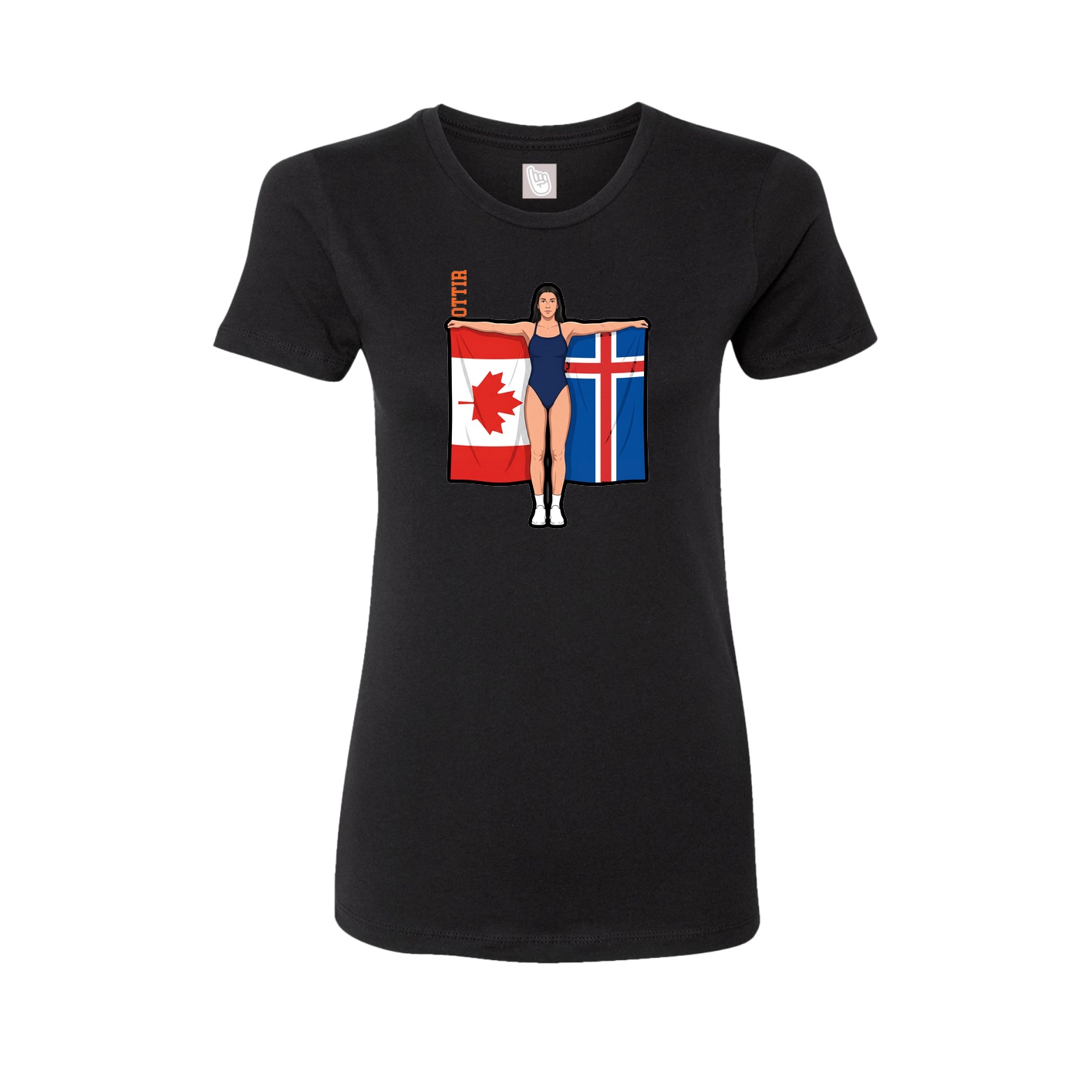 Fitted Women's Tee — Name Vertical in Black