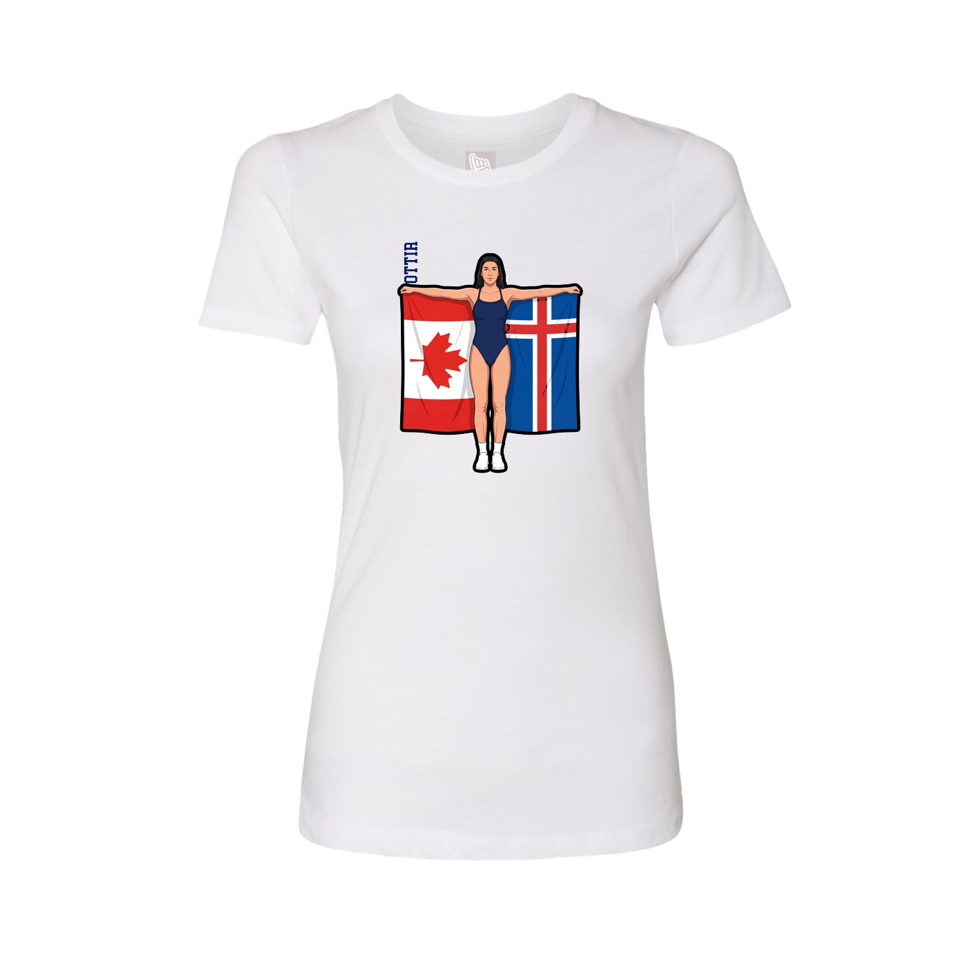 Womens Tee — Name Vertical in White