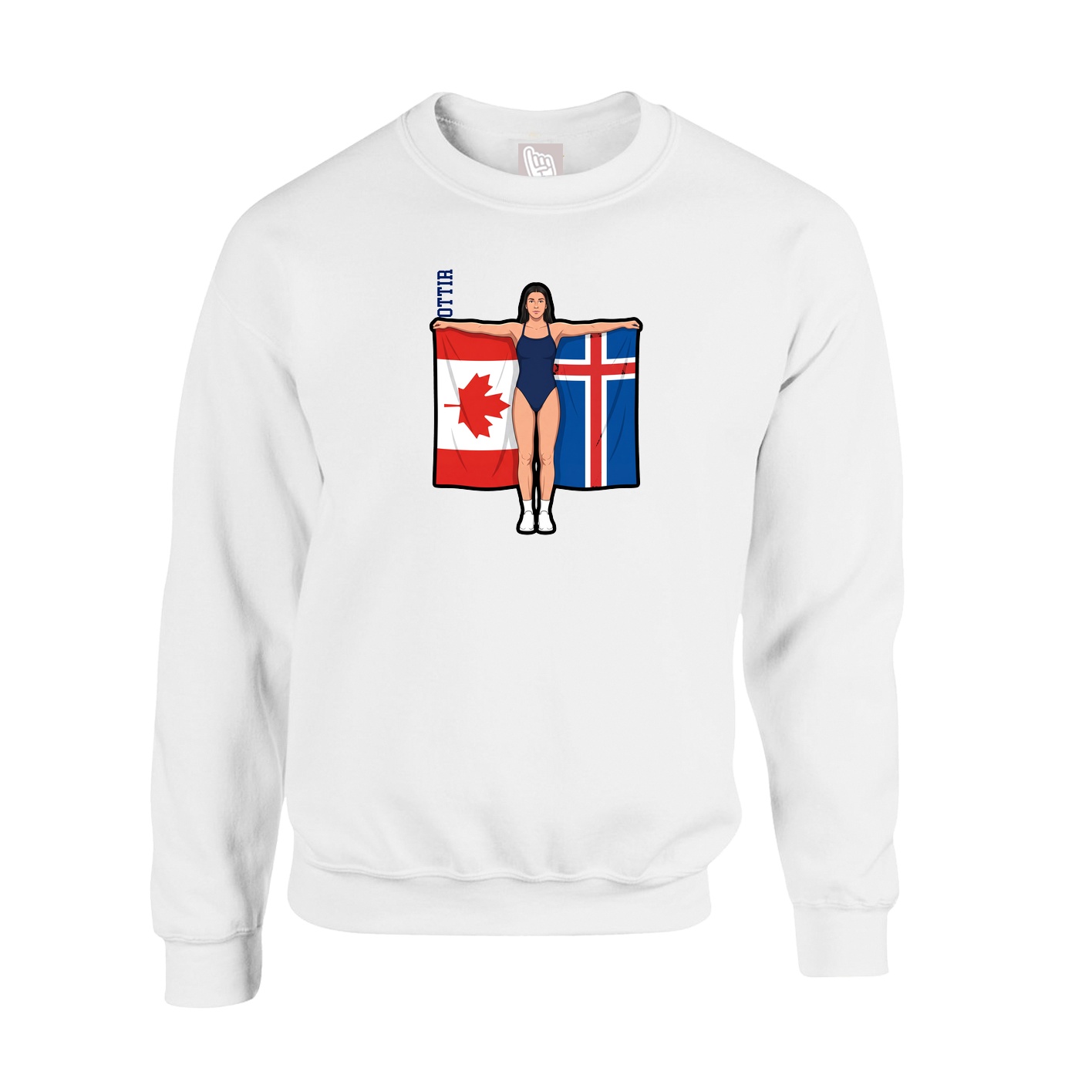 Fleece Crew — Name Vertical in White
