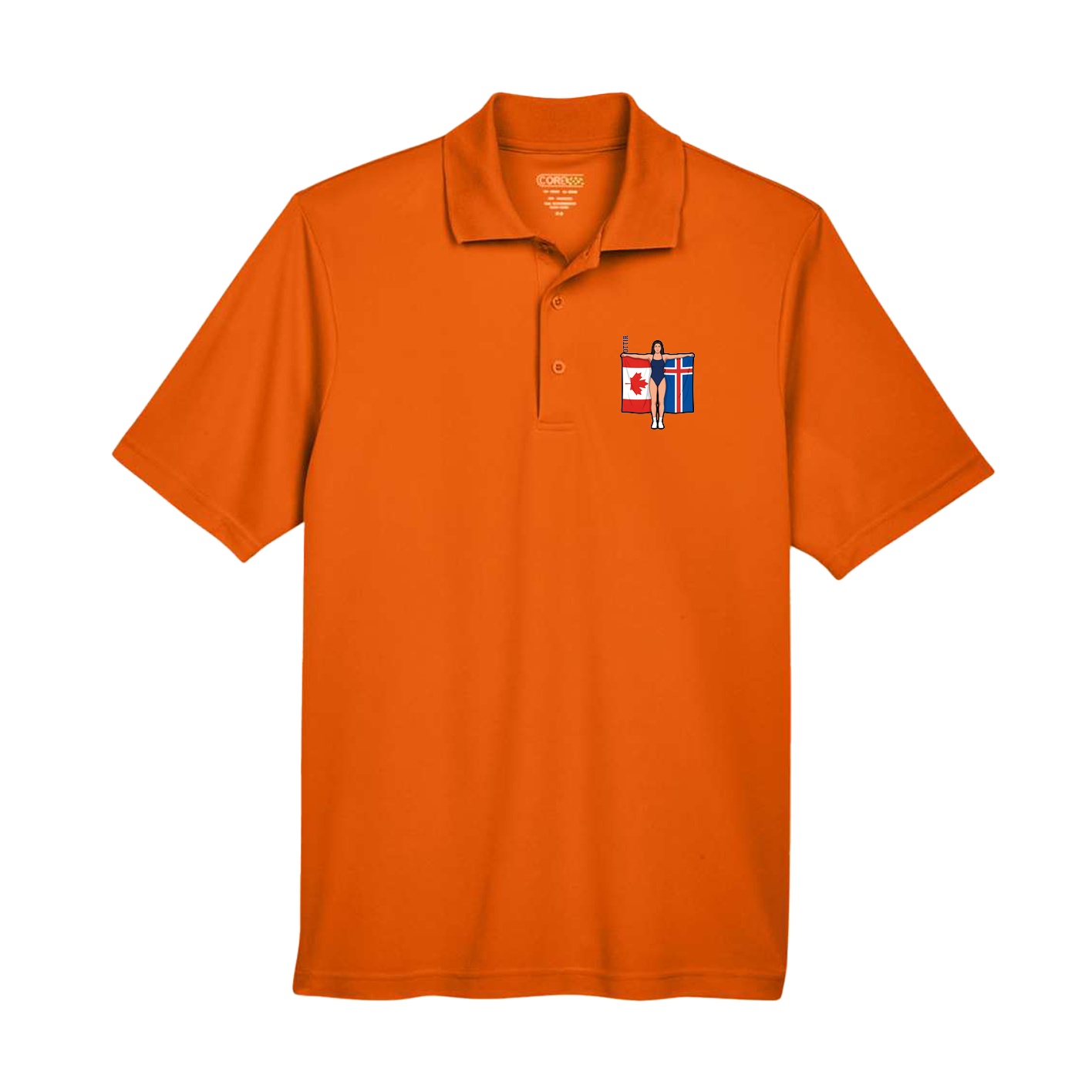 Performance Polo — Name Vertical in Orange