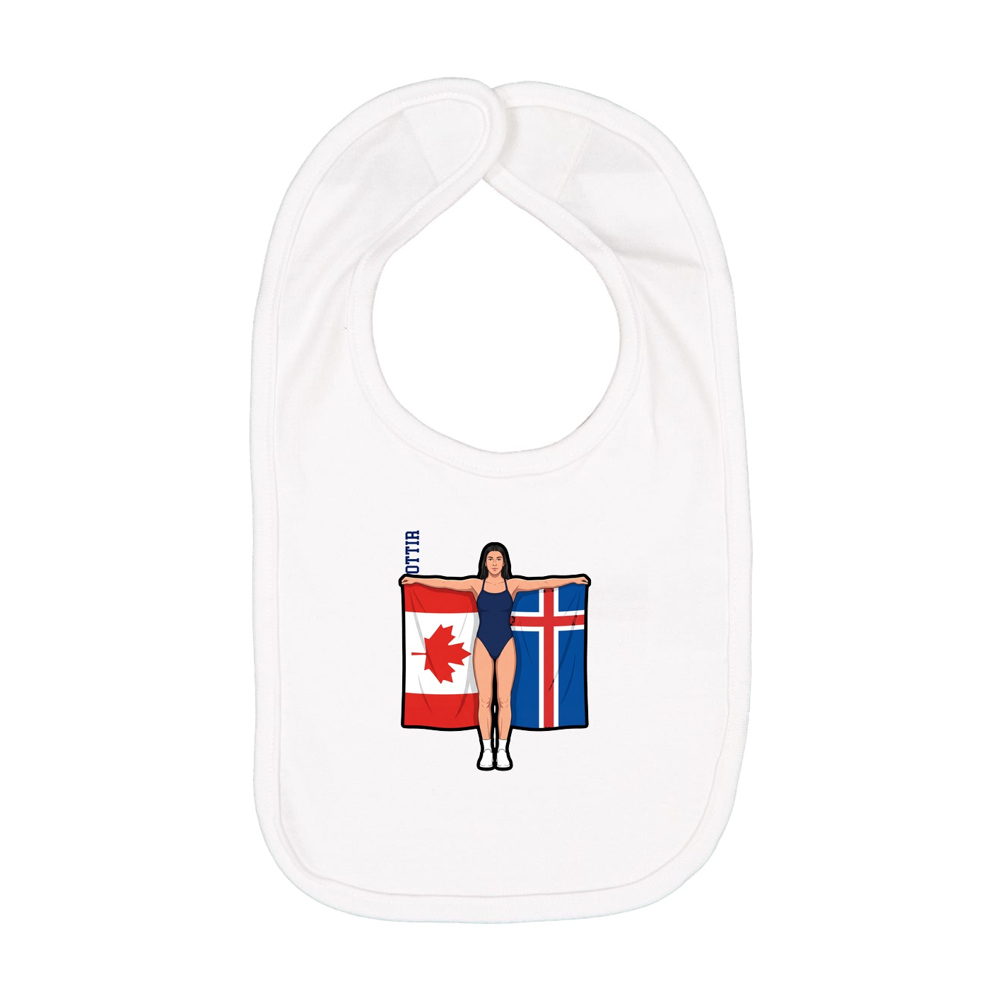 Infant Bib — Name Vertical in White