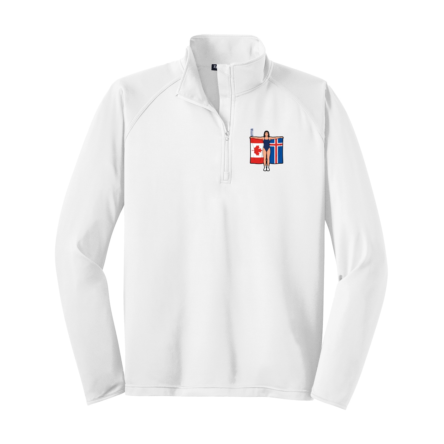 Q-Zip Pullover — Name Vertical in White