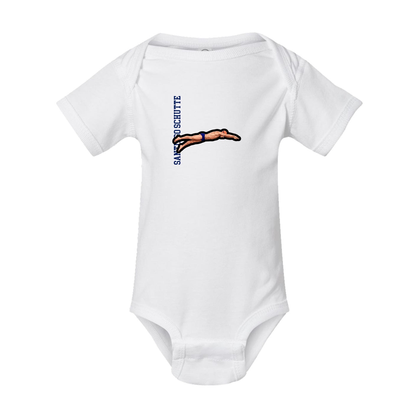 Baby Onesie — Name Vertical in White