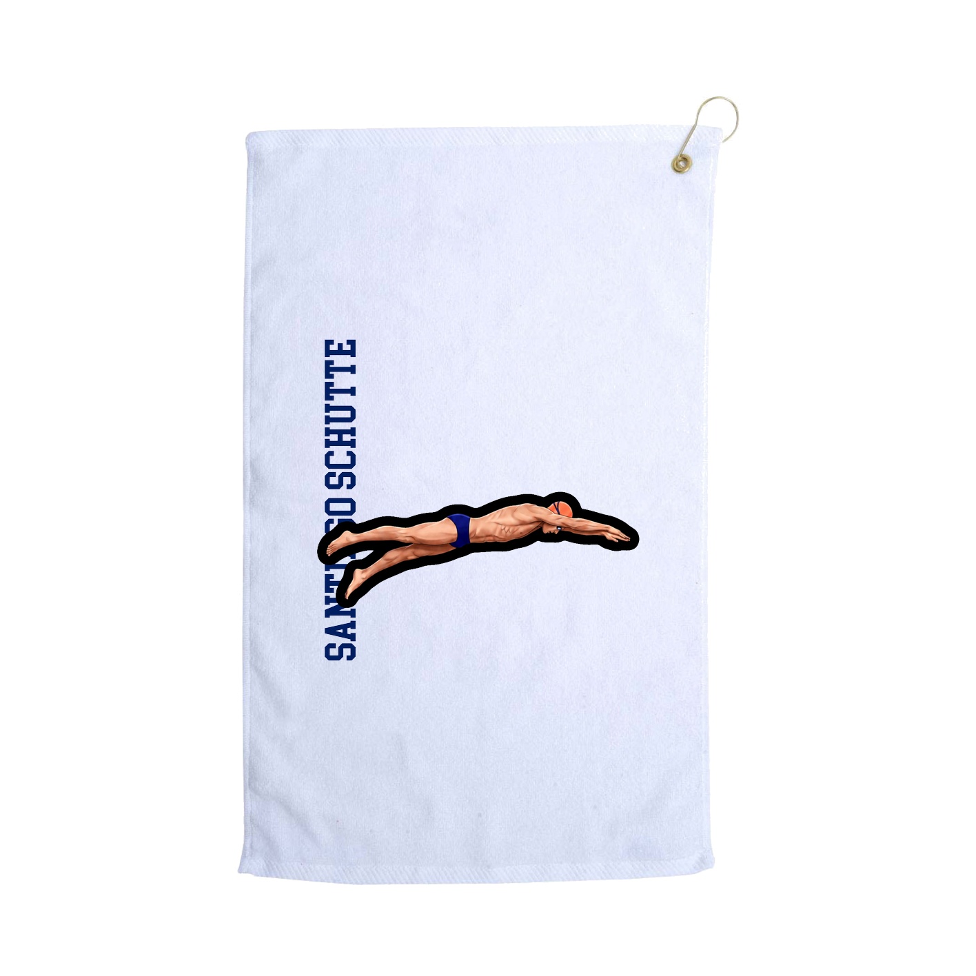 Golf Towel — Name Vertical in White