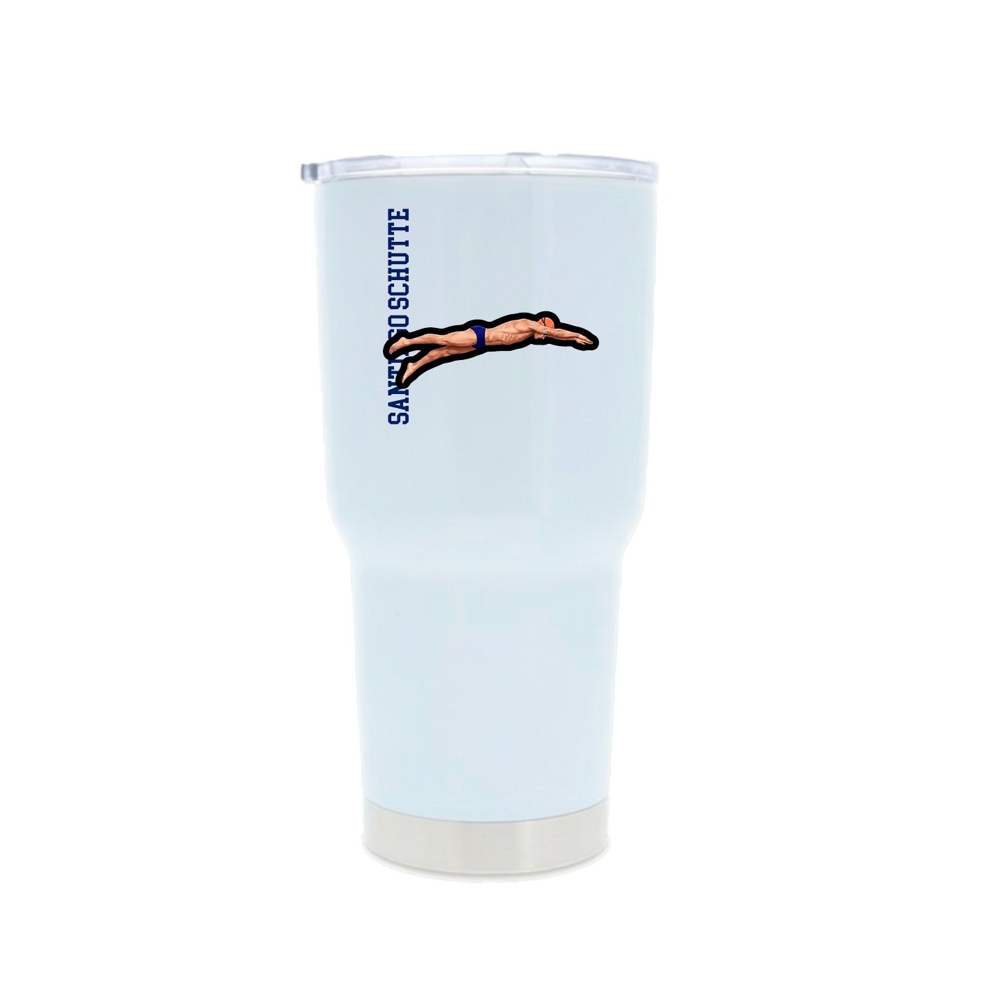 30oz Stainless Steel Tumbler — Name Vertical in White