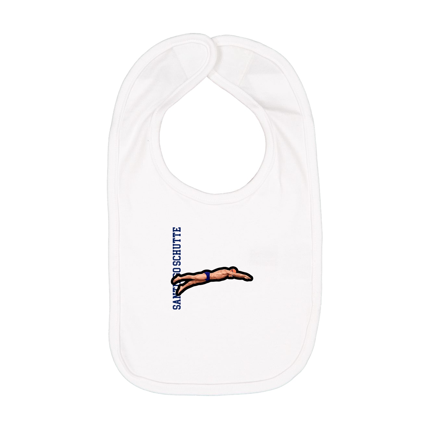 Infant Bib — Name Vertical in White