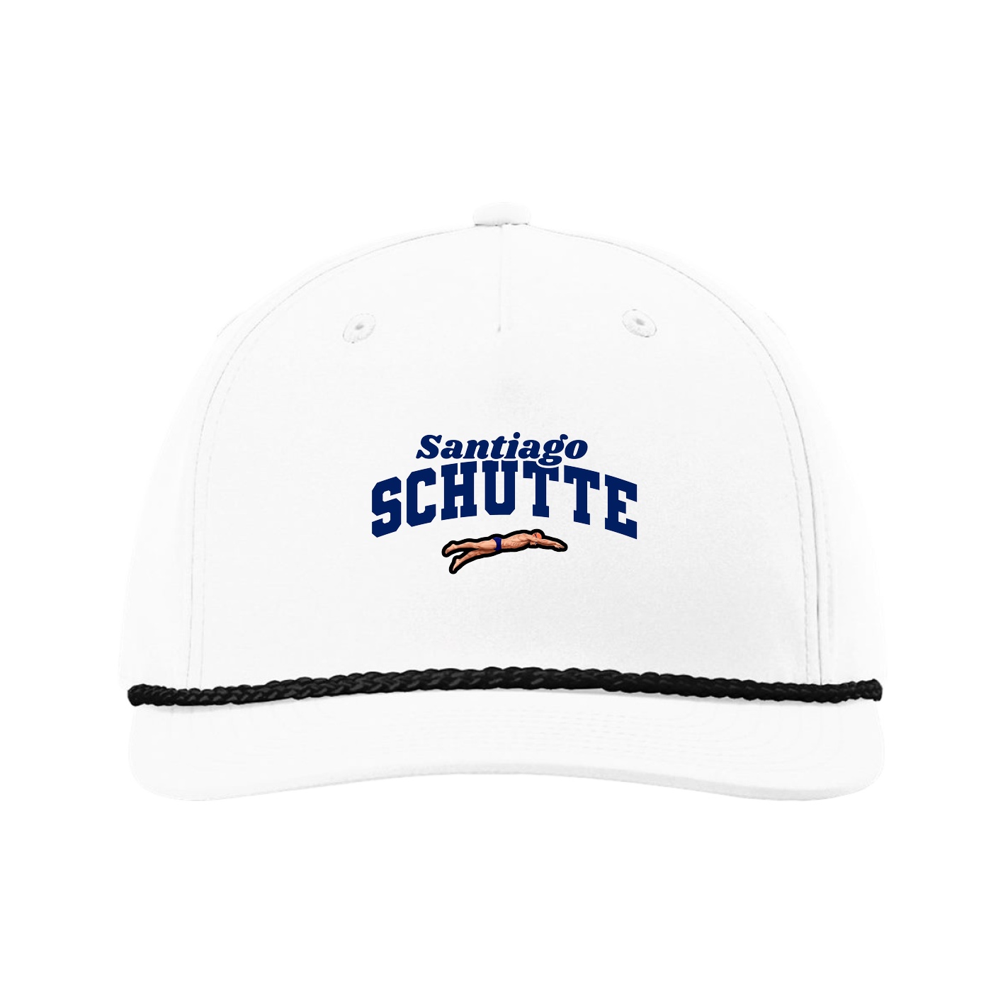 Five-Panel Classic Rope Cap — Signature Arch in White