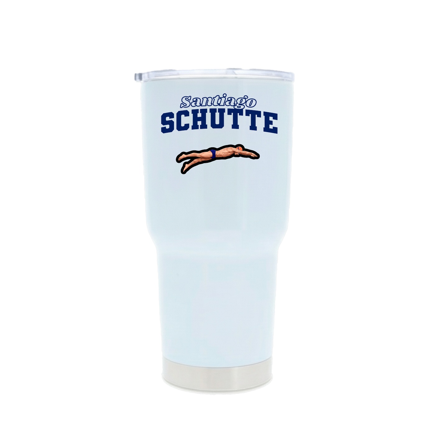 30oz Stainless Steel Tumbler — Name Arch in White