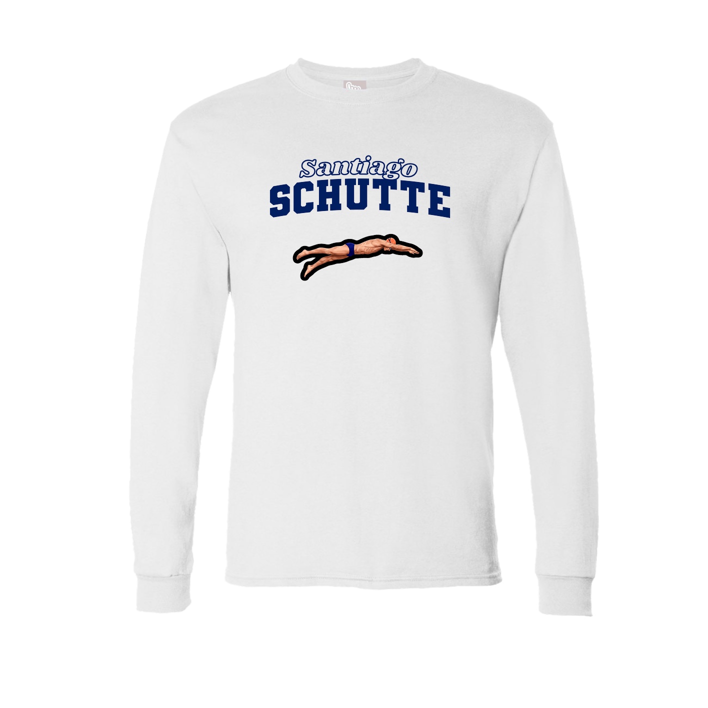 Long Sleeve Tee — Name Arch in White