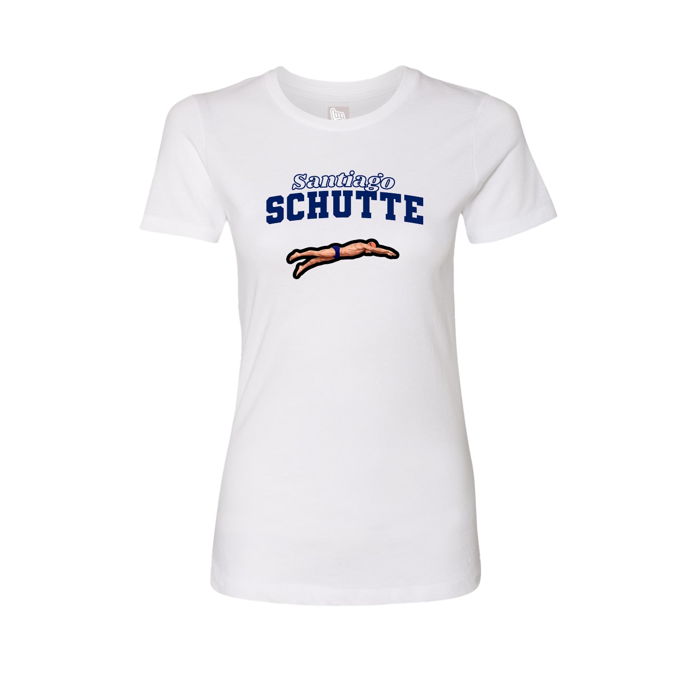 Fitted Women's Tee — Name Arch in White