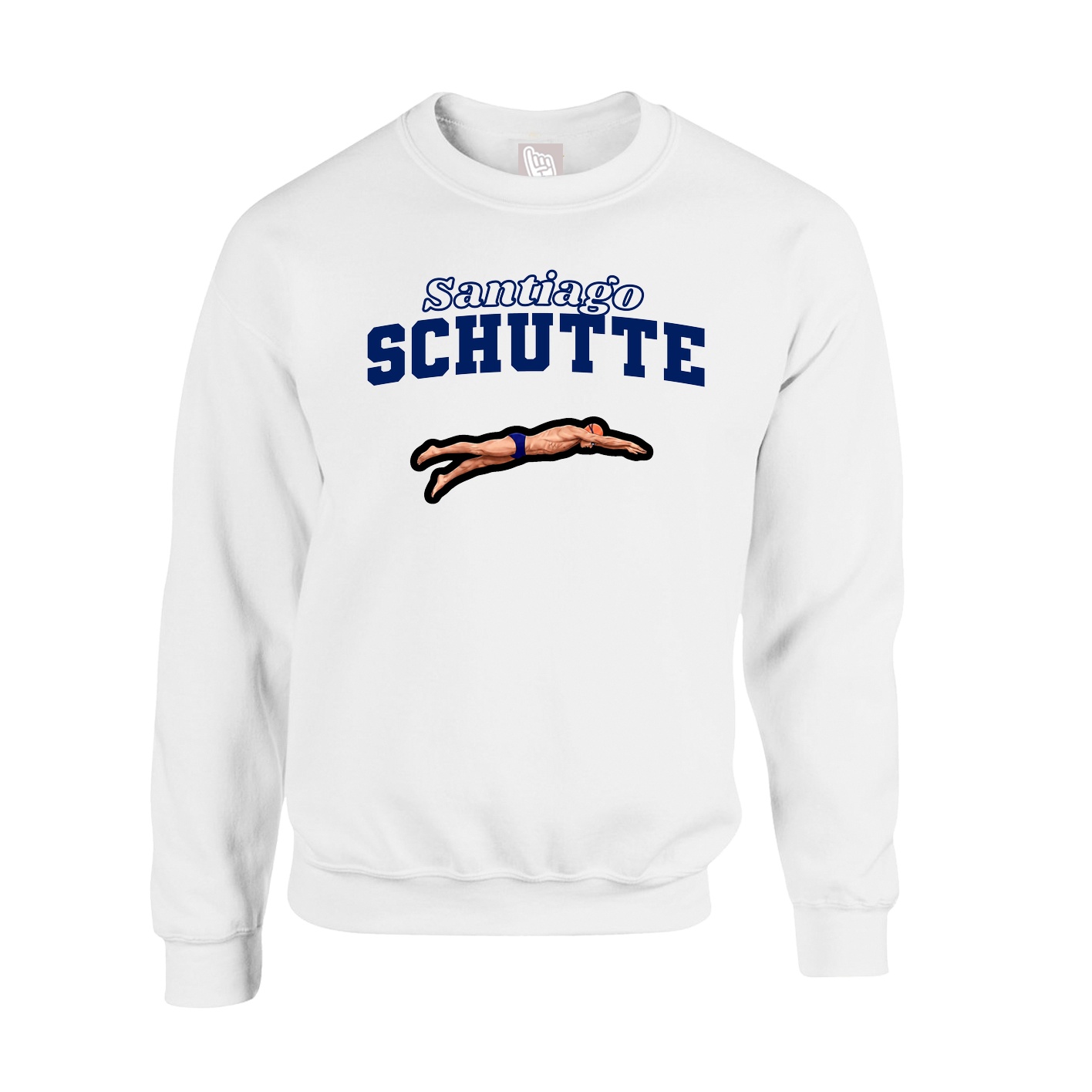 Fleece Crew — Name Arch in White