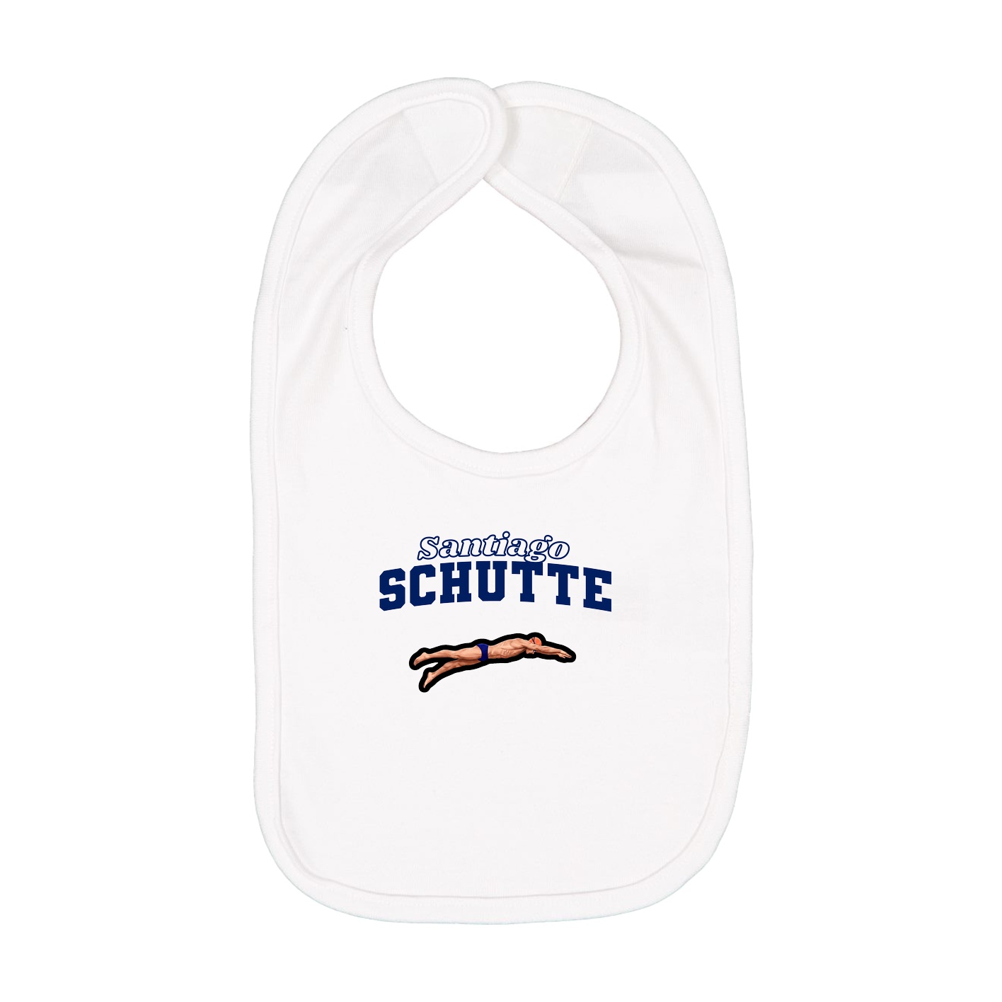 Infant Bib — Name Arch in White