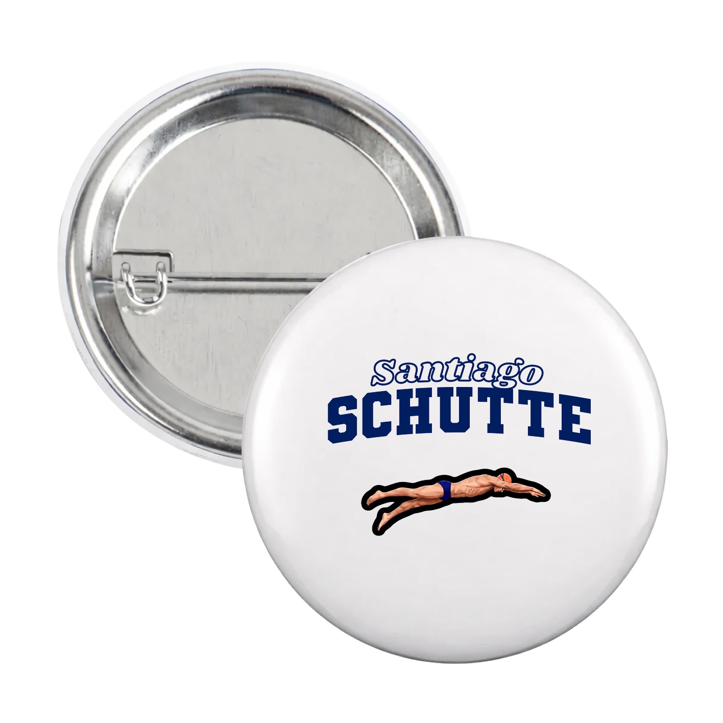 Game Day Button — Name Arch in White