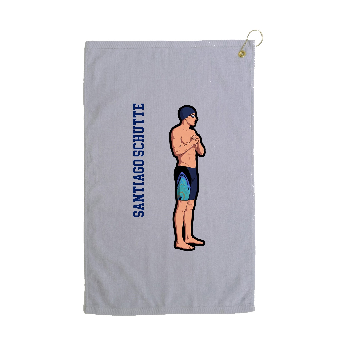 Golf Towel — Name Vertical in Grey