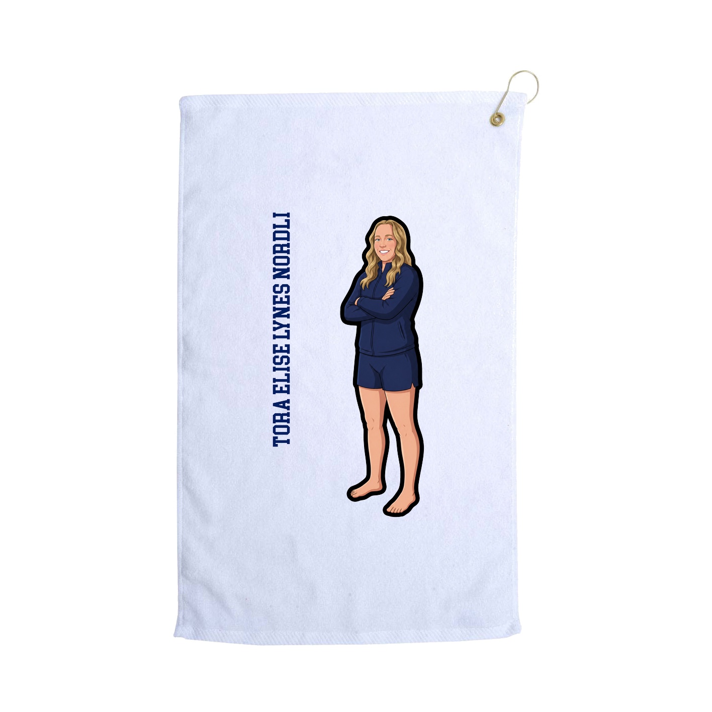 Golf Towel — Name Vertical in White