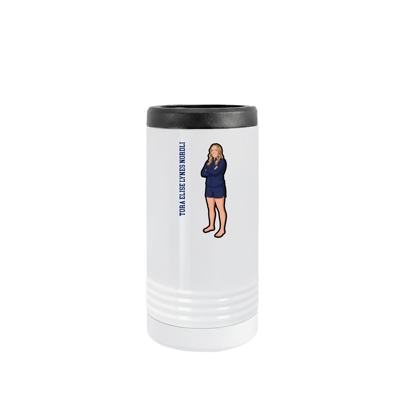 Slim Beverage Holder — Name Vertical in White
