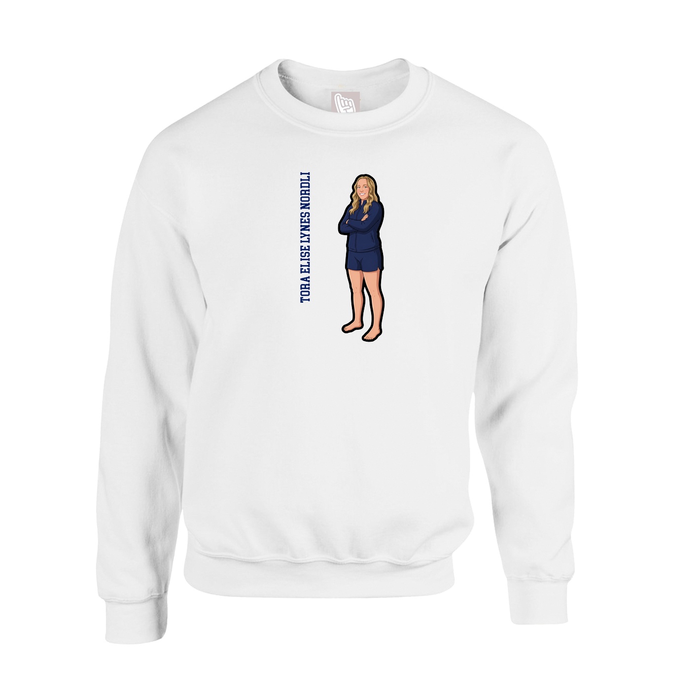 Fleece Crew — Name Vertical in White