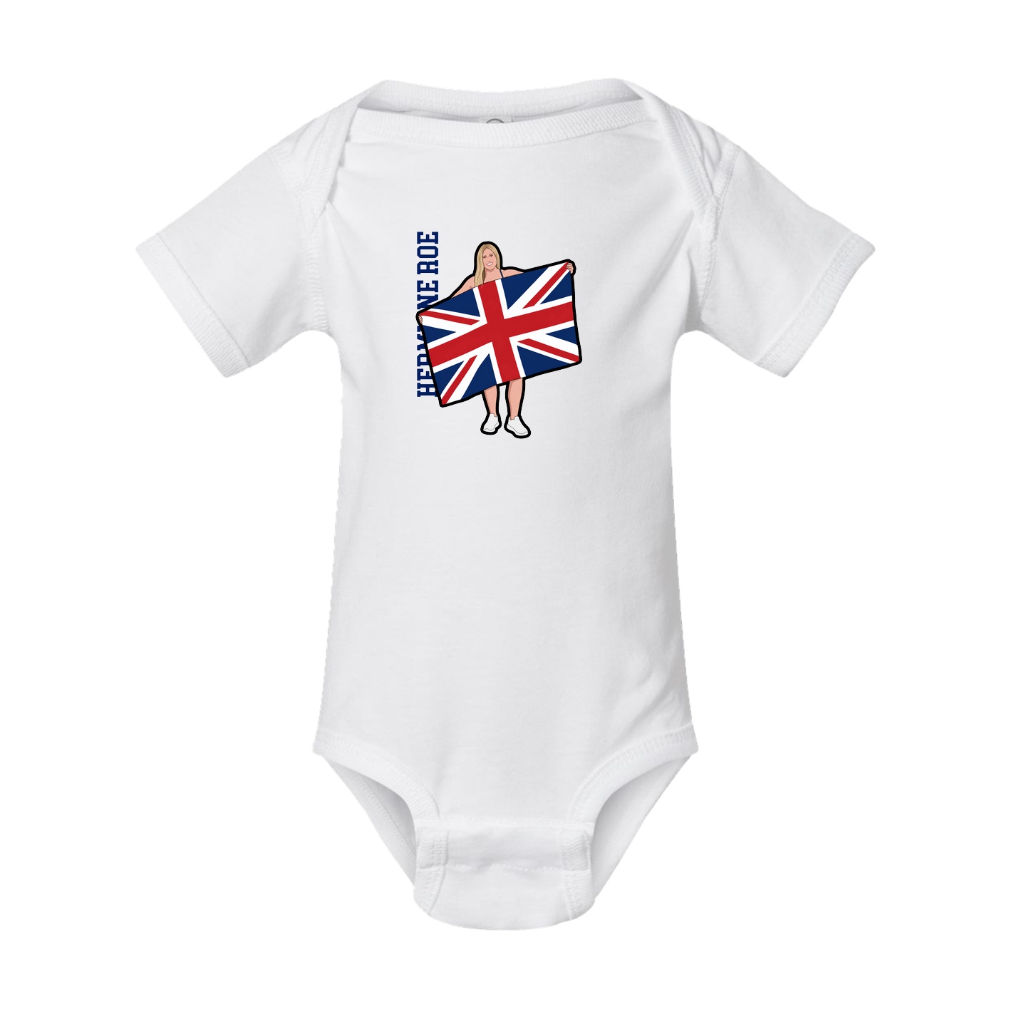 Baby Onesie — Name Vertical in White