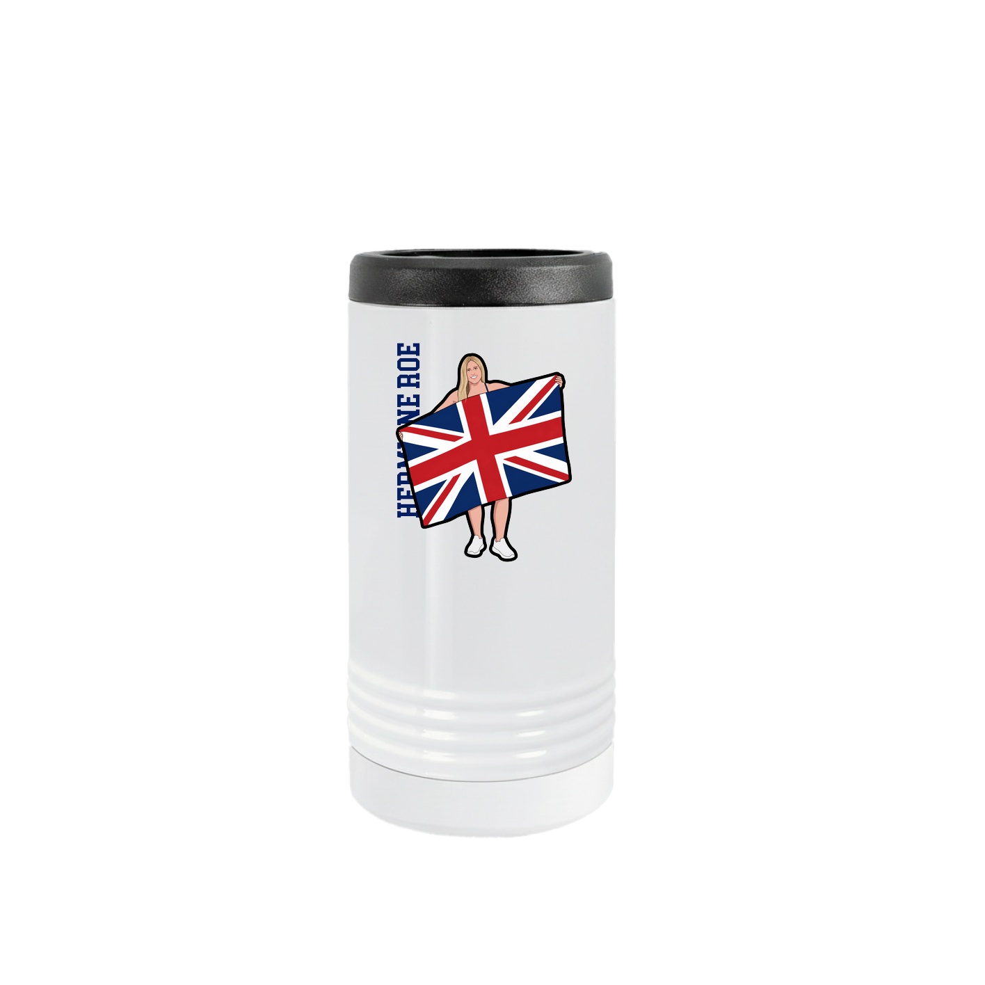 Slim Beverage Holder — Name Vertical in White
