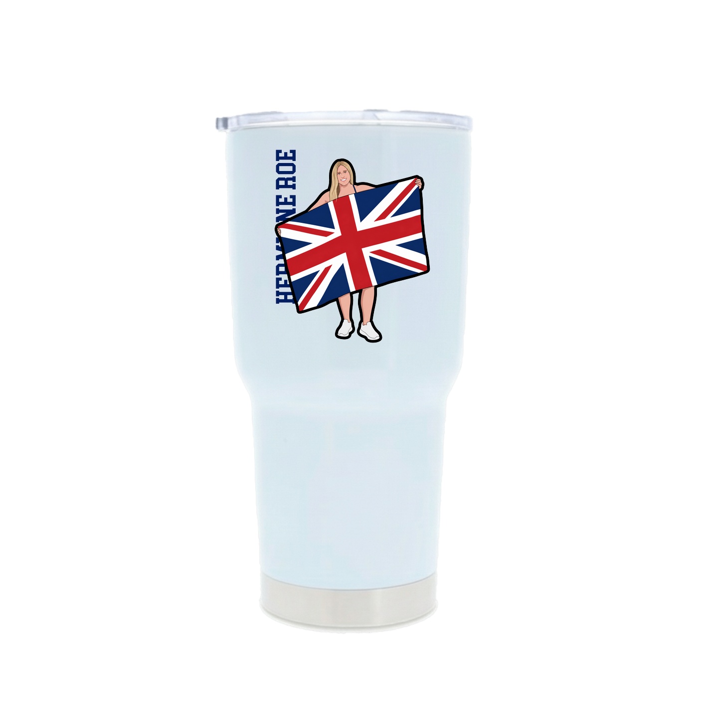 30oz Stainless Steel Tumbler — Name Vertical in White