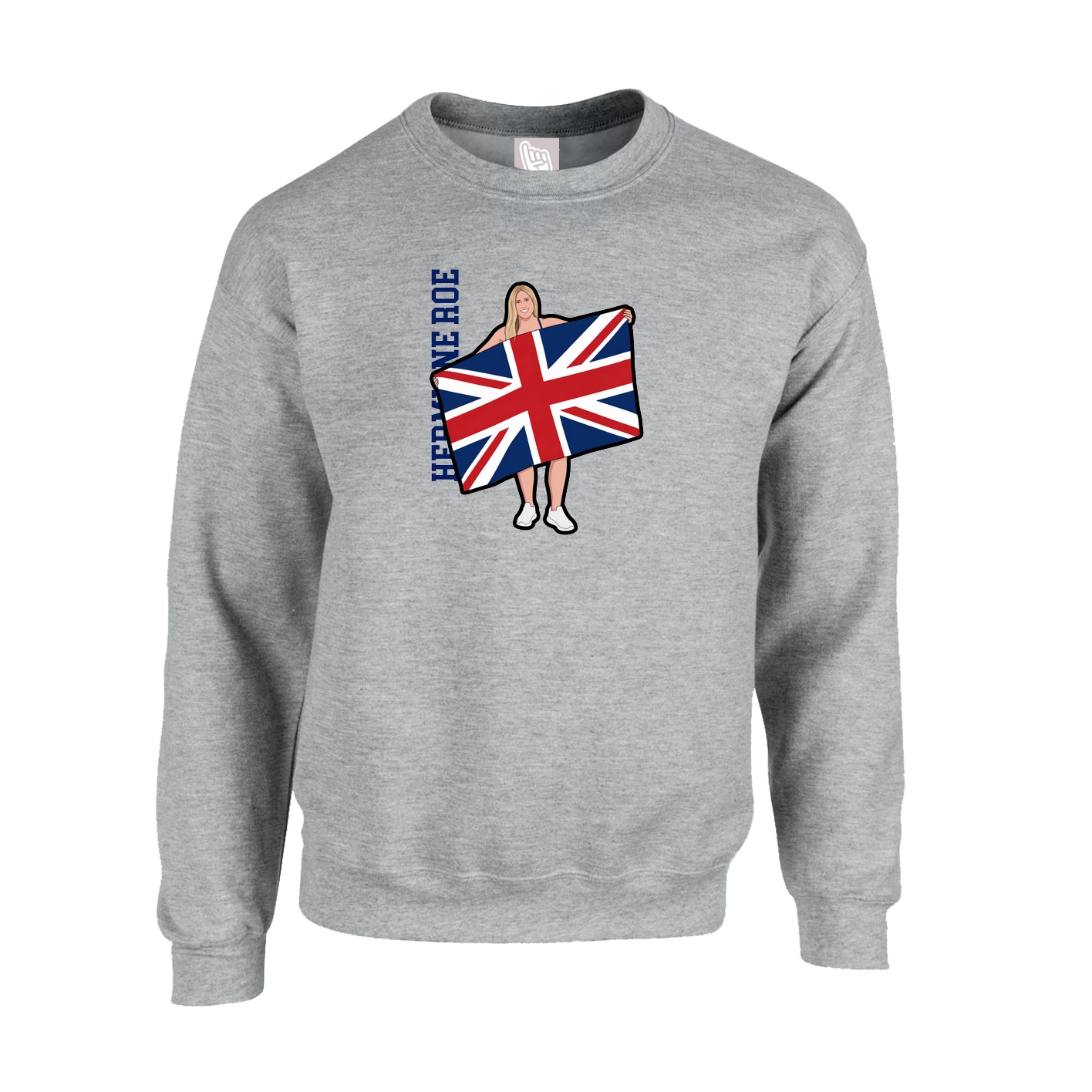 Fleece Crew — Name Vertical in Grey