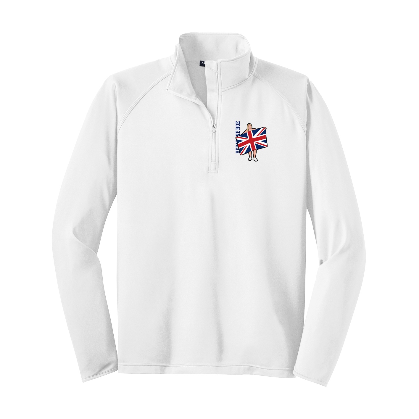 Q-Zip Pullover — Name Vertical in White