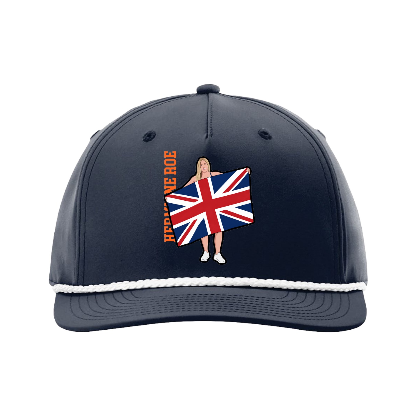 Five-Panel Classic Rope Cap — Name Vertical in Navy