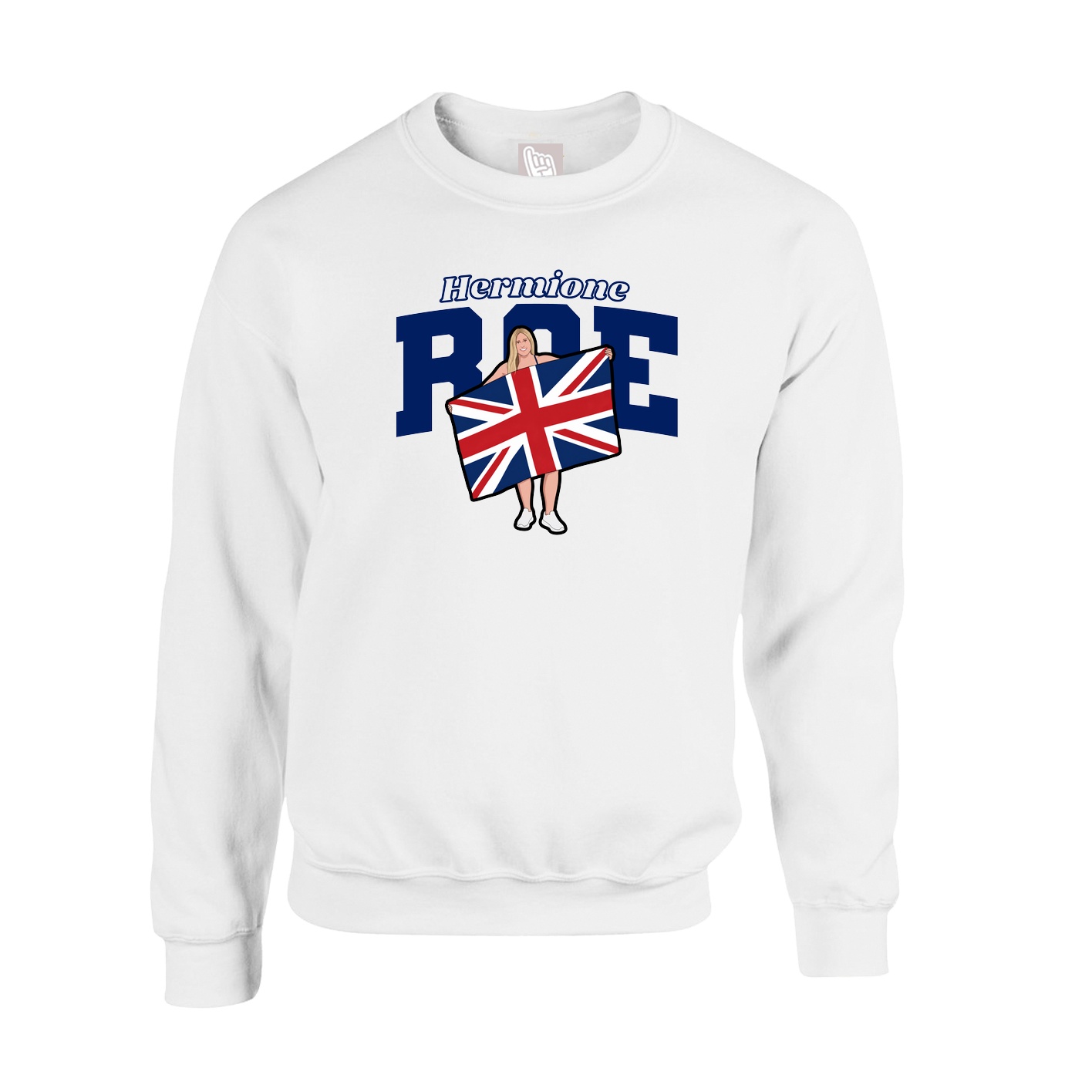 Fleece Crew — Name Arch in White