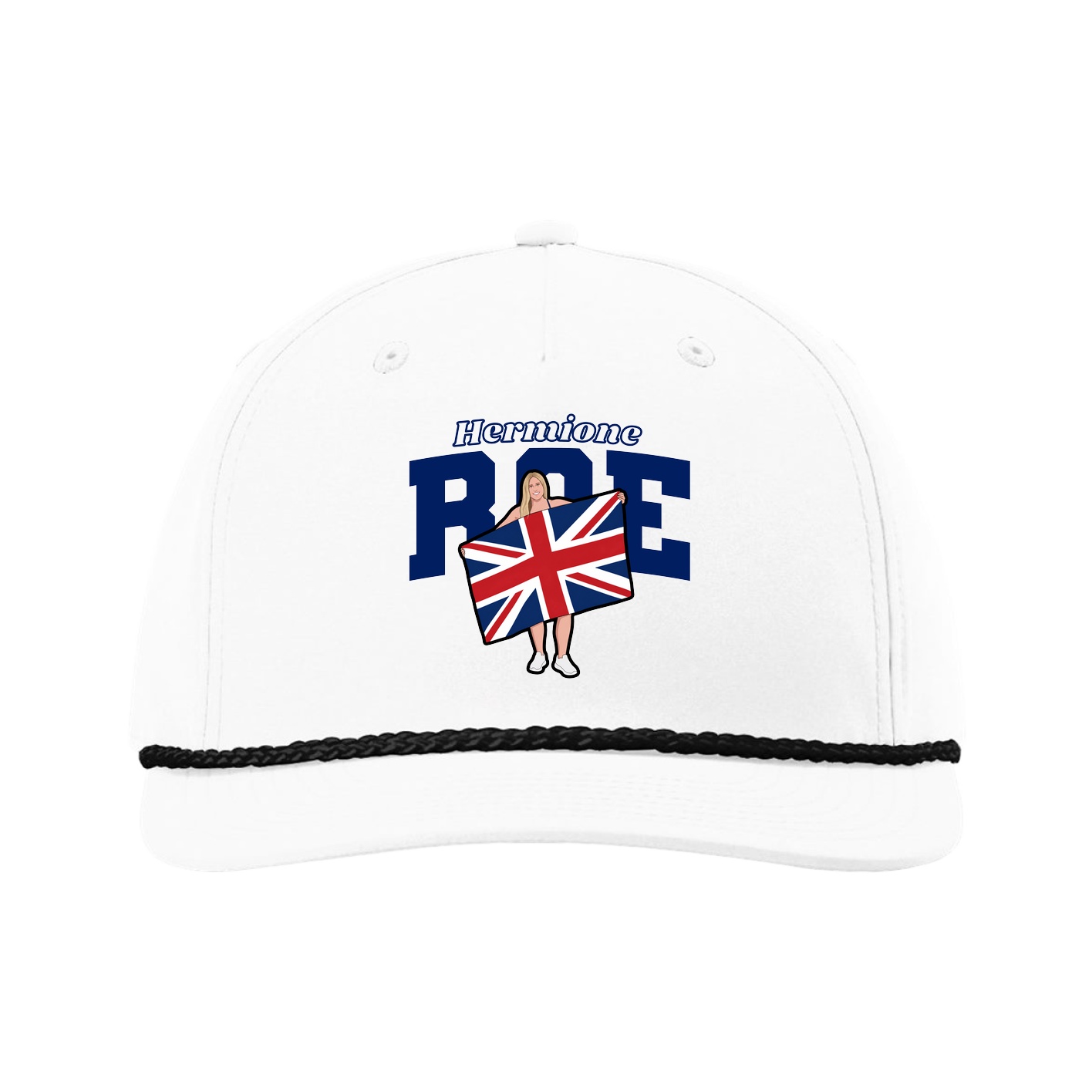 Five-Panel Classic Rope Cap — Name Arch in White