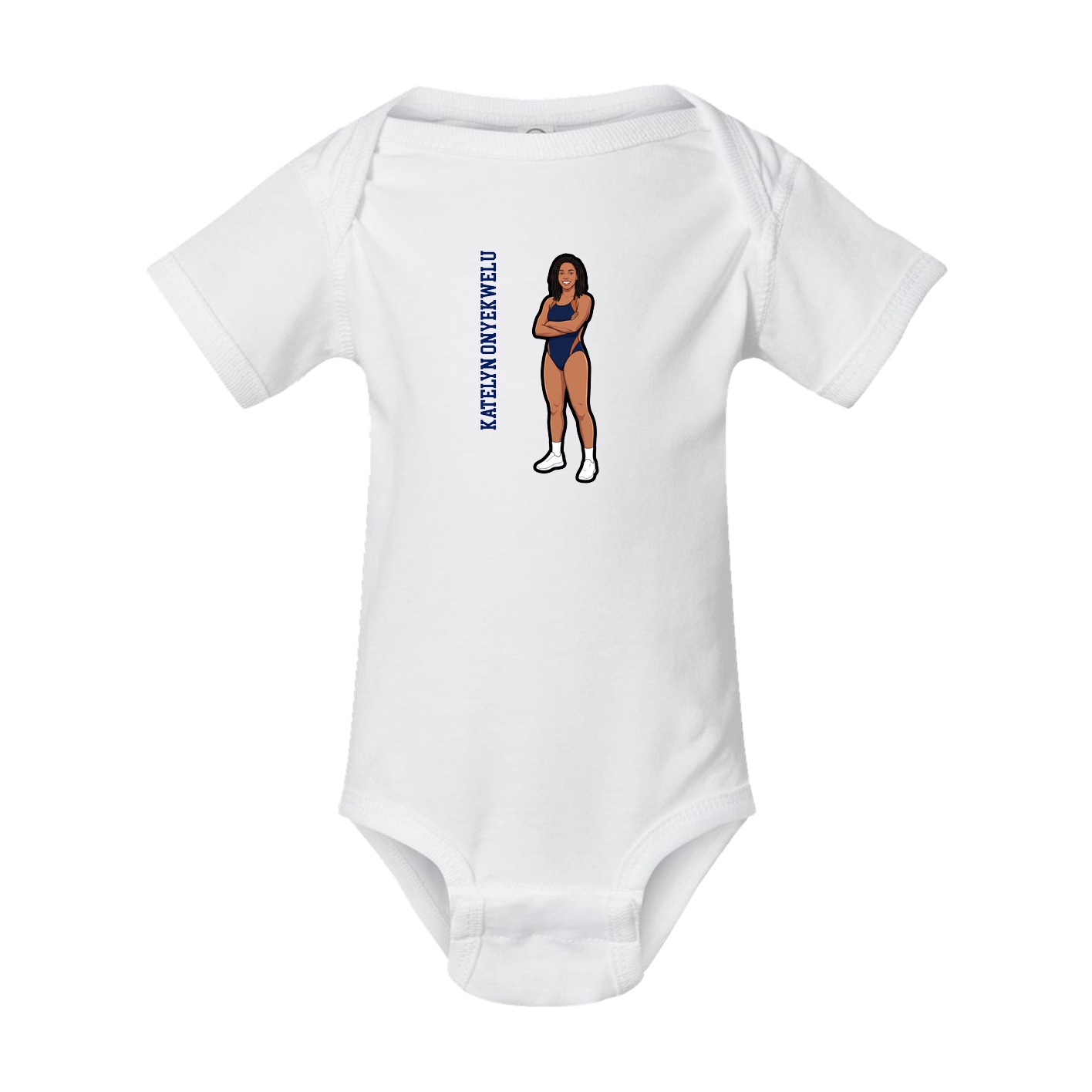 Baby Onesie — Name Vertical in White