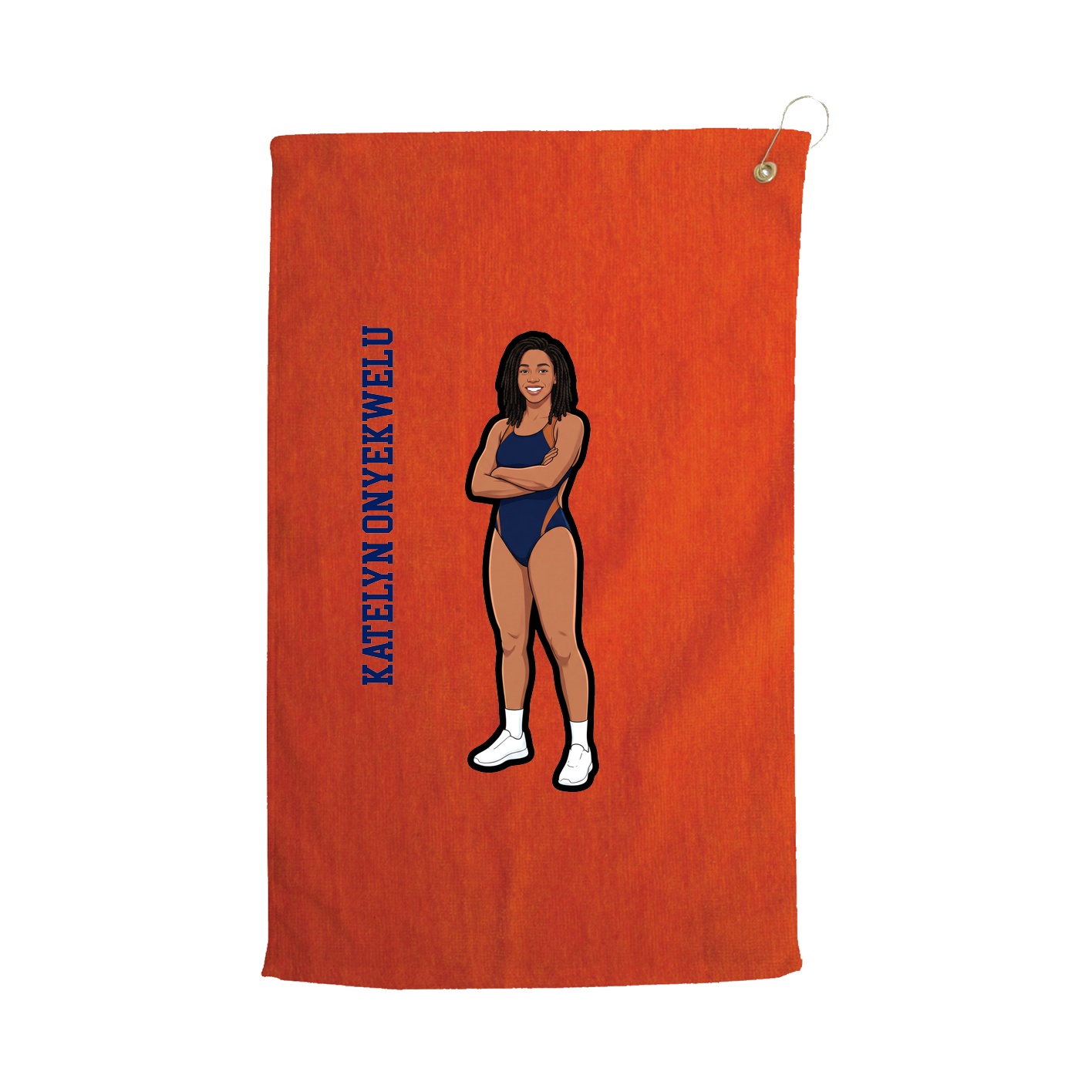 Golf Towel — Name Vertical in Orange