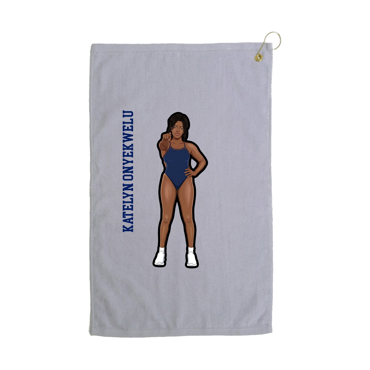 Golf Towel — Name Vertical in Grey