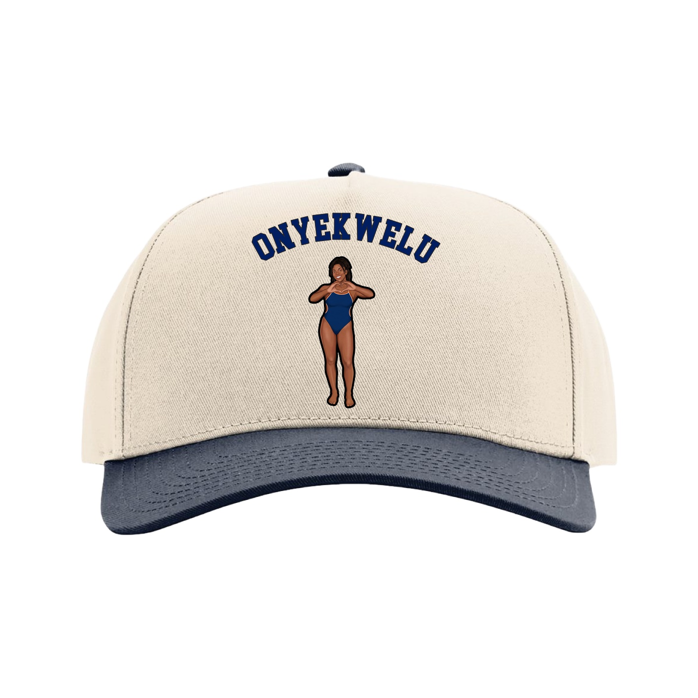 Full Fabric Five-Panel Champ Cap — Shirsey Arch in Cream/Navy