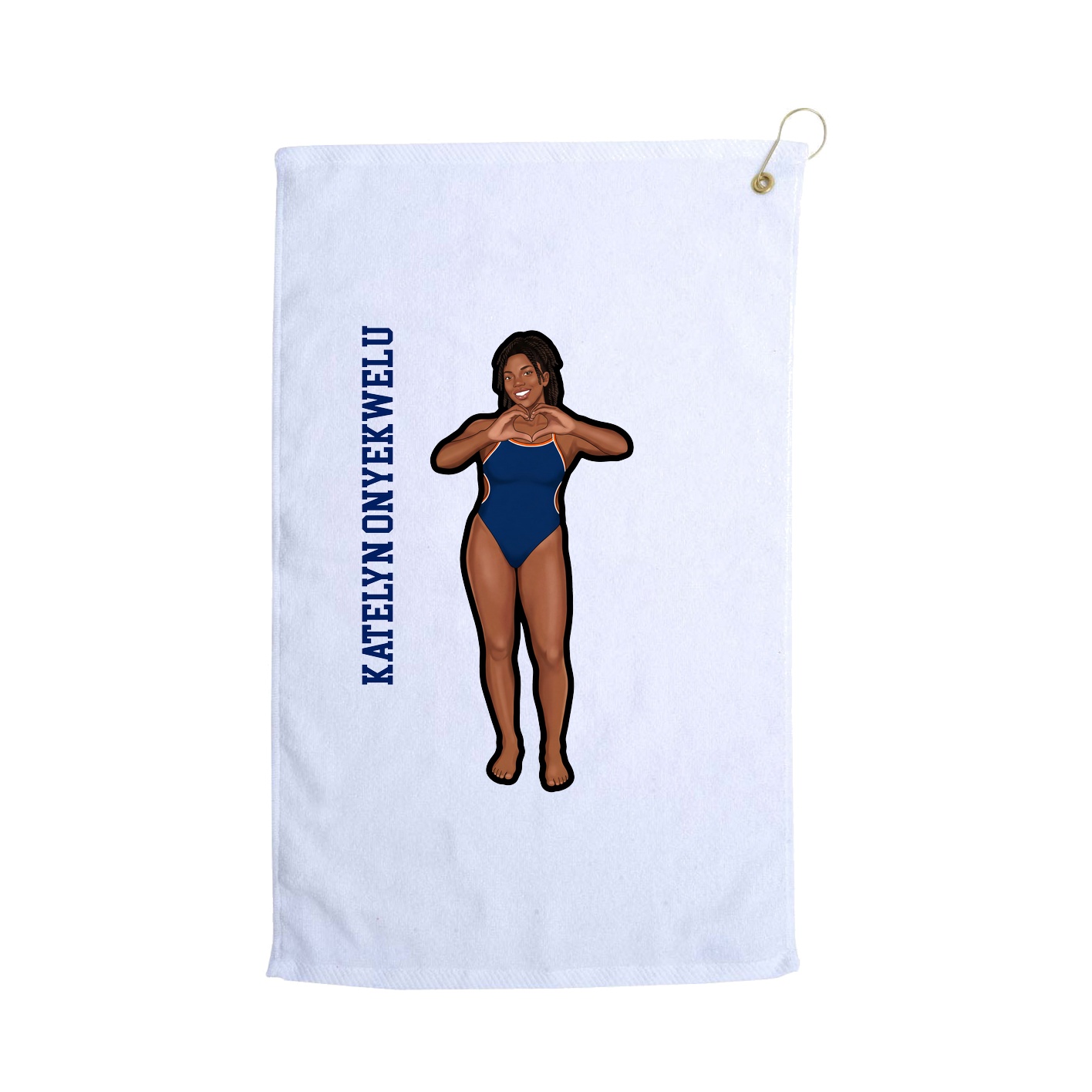 Golf Towel — Name Vertical in White