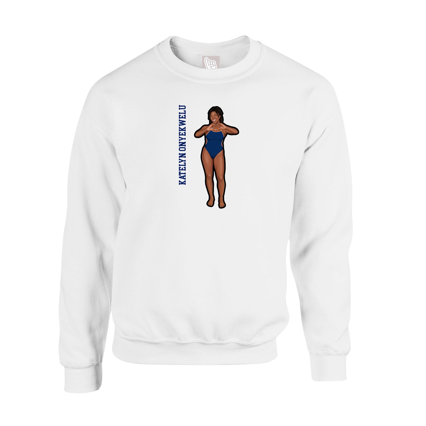 Fleece Crew — Name Vertical in White