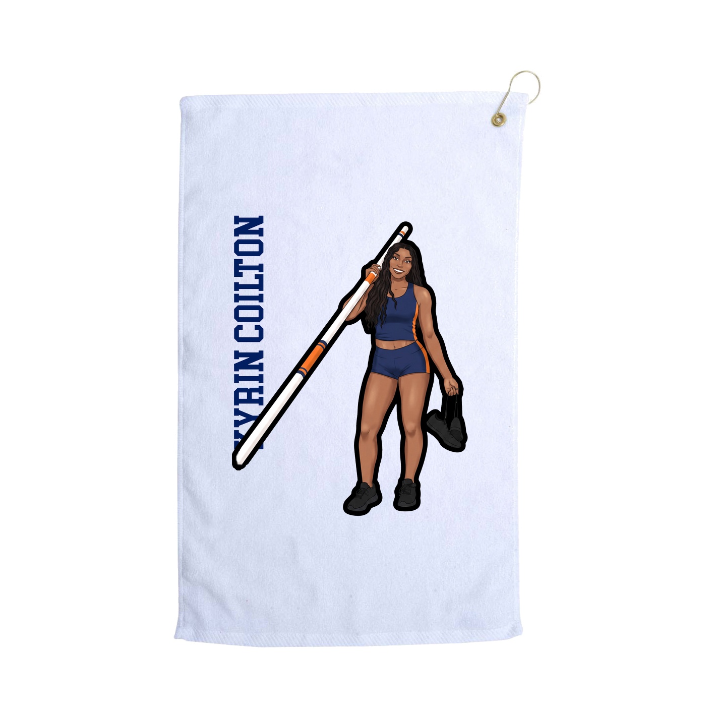 Golf Towel — Name Vertical in White
