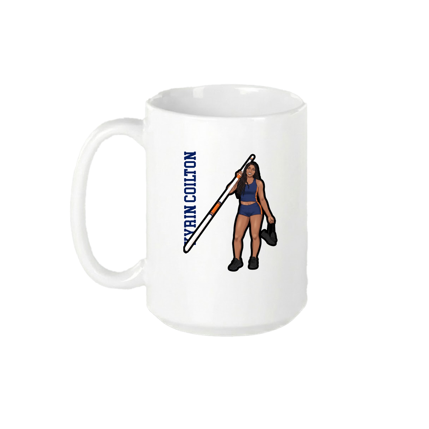 15oz Coffee Mug — Name Vertical in White