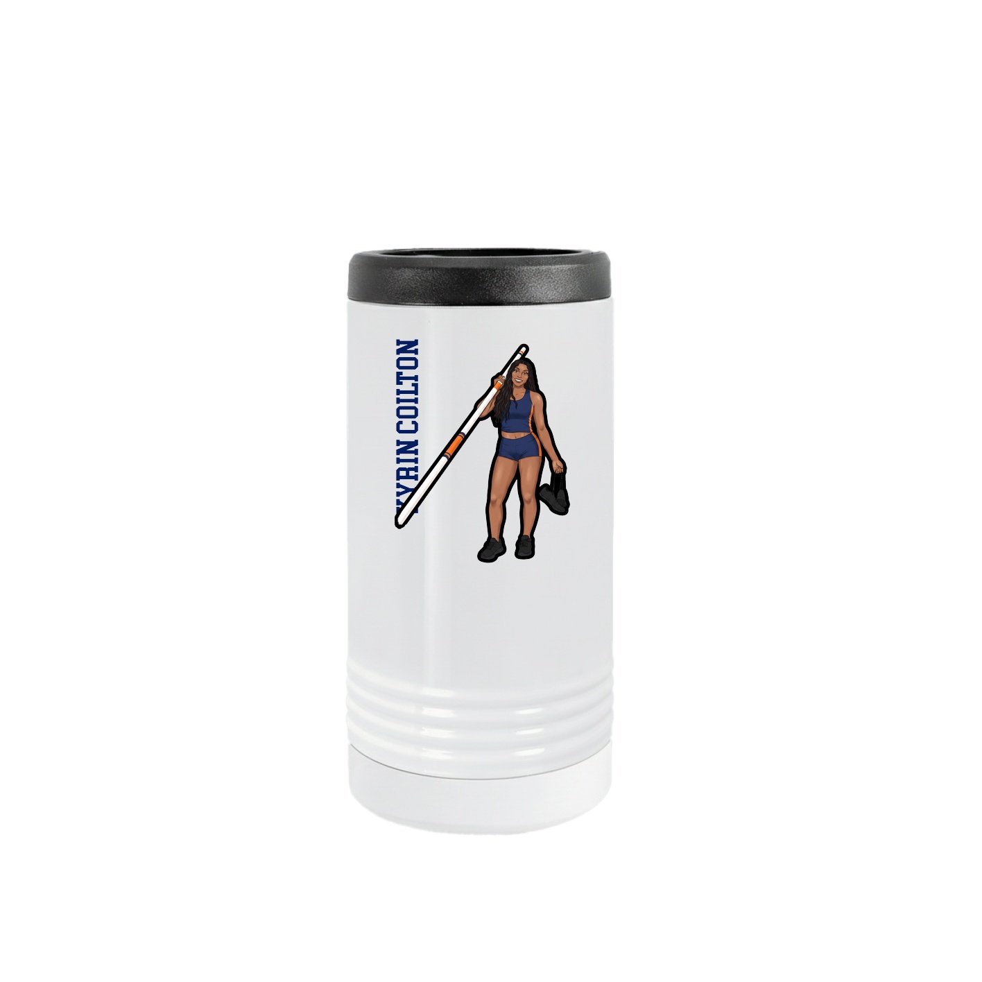 Slim Beverage Holder — Name Vertical in White
