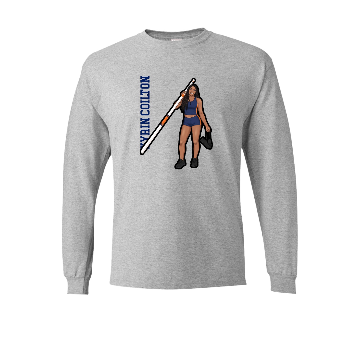 Long Sleeve Tee — Name Vertical in Grey